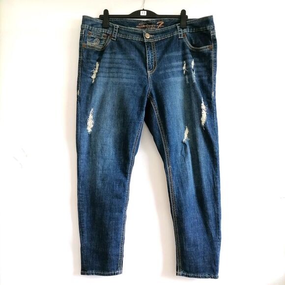 Sevan 7 Luxe Womens Blue Medium Wash Ripped High Rise Denim Skinny Jeans Size 24 - Picture 1 of 8